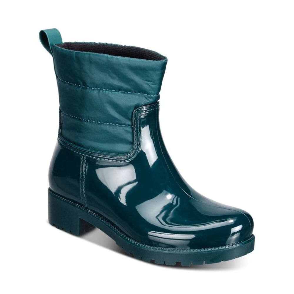 CHARTER CLUB Womens Green Back Pull-Tab Trudyy Toe Block Heel Rain Boots 6 M